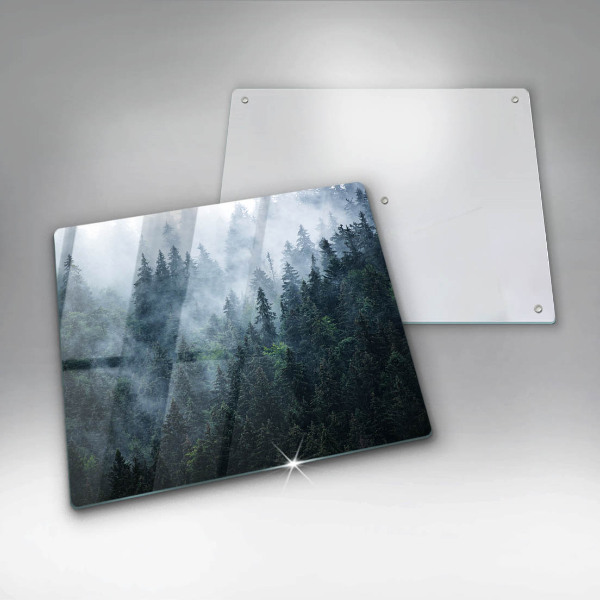 Chopping board Forest of trees and fog