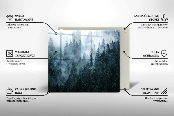 Chopping board Forest of trees and fog