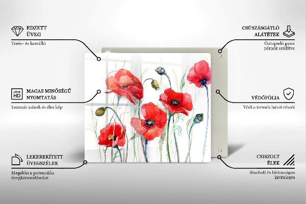 Chopping board Red flowers