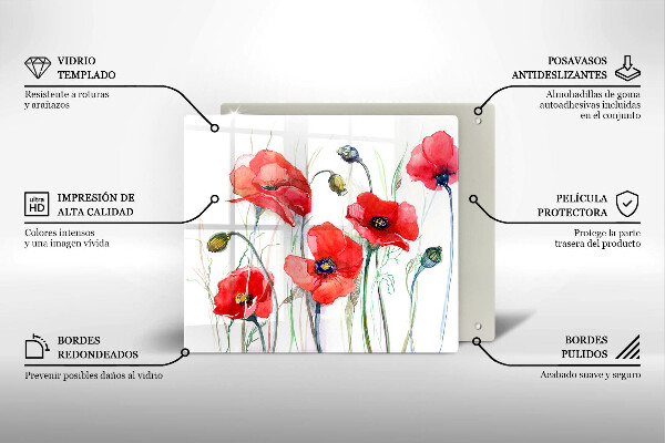 Chopping board Red flowers