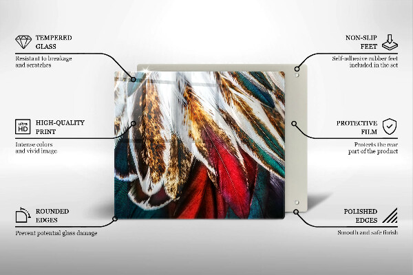 Chopping board Boho bird feathers