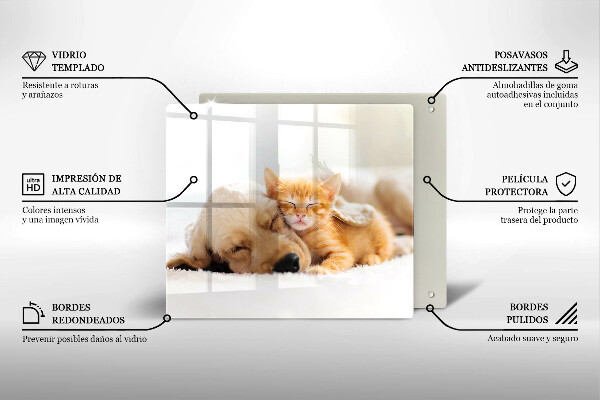 Chopping board Animals dog and cat