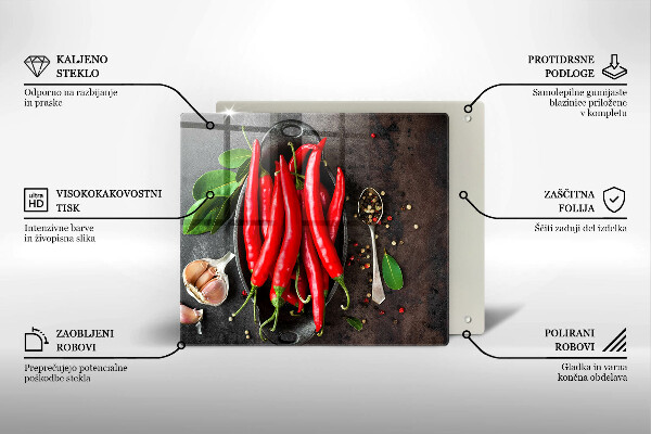 Chopping board Red chili peppers