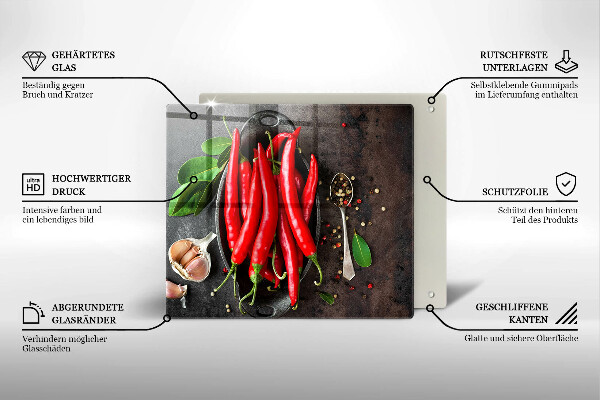 Chopping board Red chili peppers
