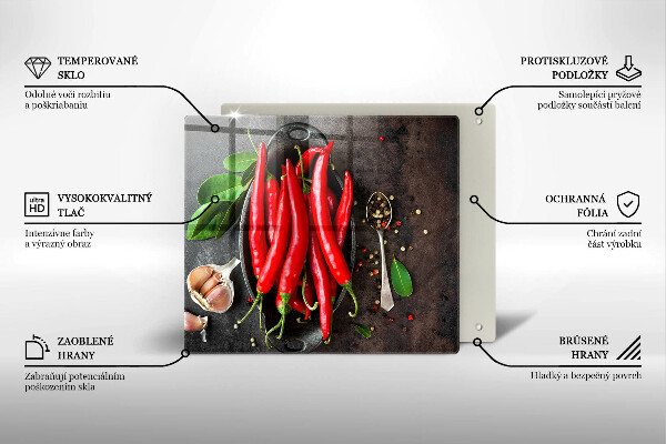 Chopping board Red chili peppers