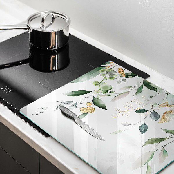 Chopping board Watercolor leaves