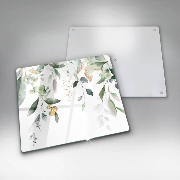 Chopping board Watercolor leaves