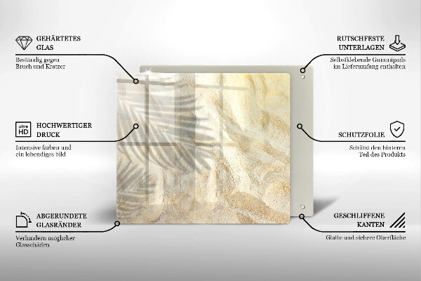 Chopping board Palm sand and leaves