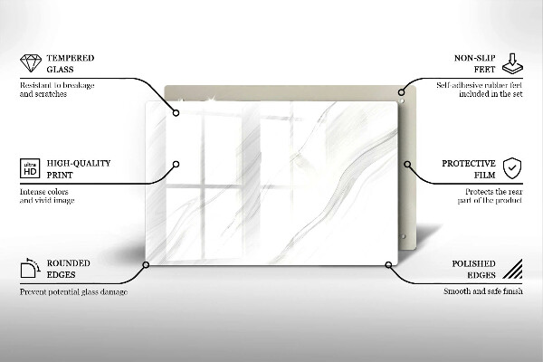 Glass kitchen board Delicate marble