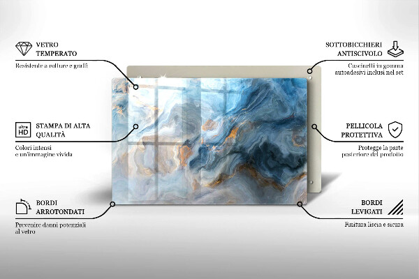 Chopping board glass Marble texture