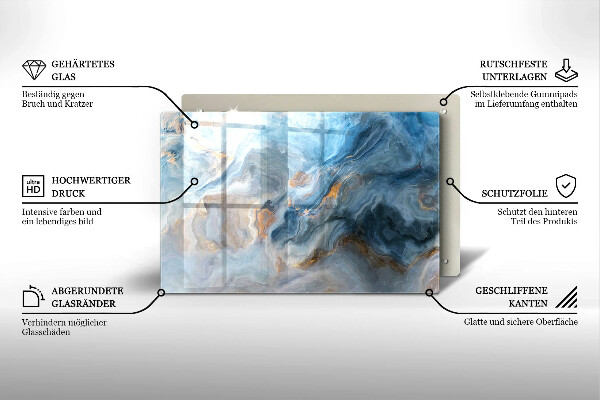 Chopping board glass Marble texture