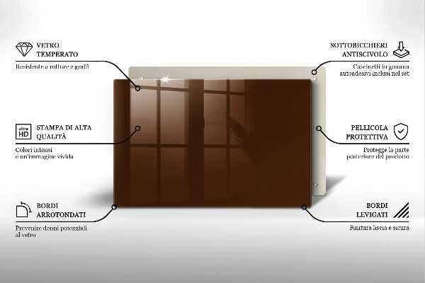 Chopping board glass Brown color