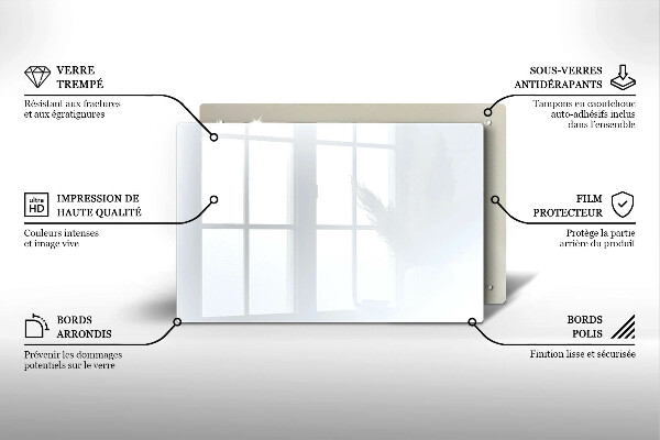 Chopping board glass White color