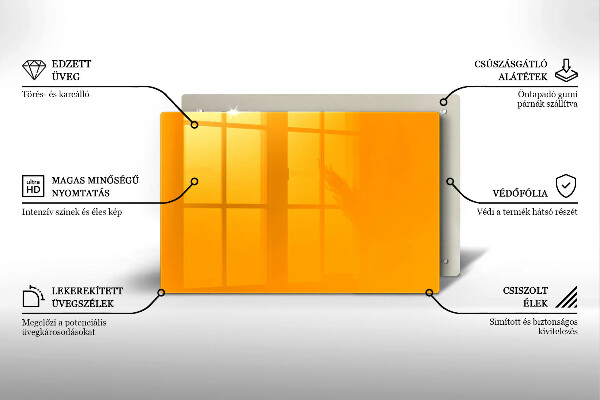 Chopping board glass Dark yellow color