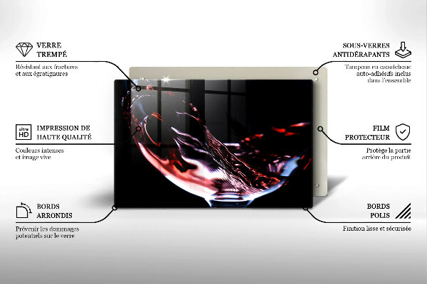 Chopping board glass A glass of red wine