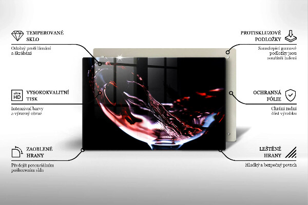 Chopping board glass A glass of red wine