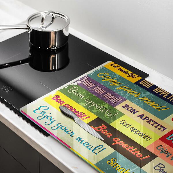 Chopping board glass Enjoy your meal transcriptions