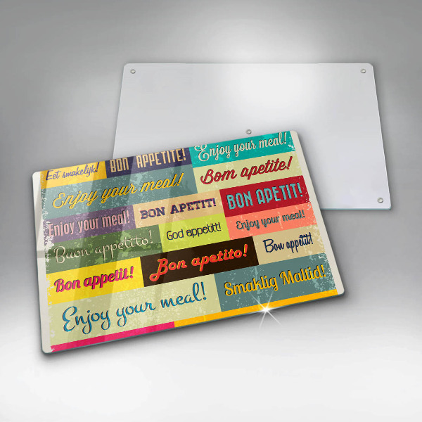 Chopping board glass Enjoy your meal transcriptions