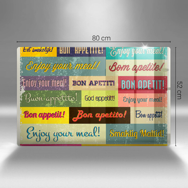 Chopping board glass Enjoy your meal transcriptions