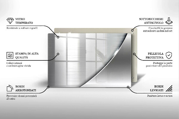Chopping board glass Metal shapes