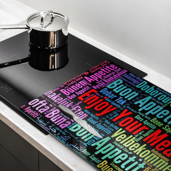 Chopping board glass Enjoy your meal transcriptions