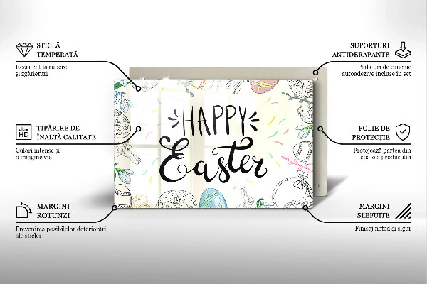 Chopping board glass Happy Easter