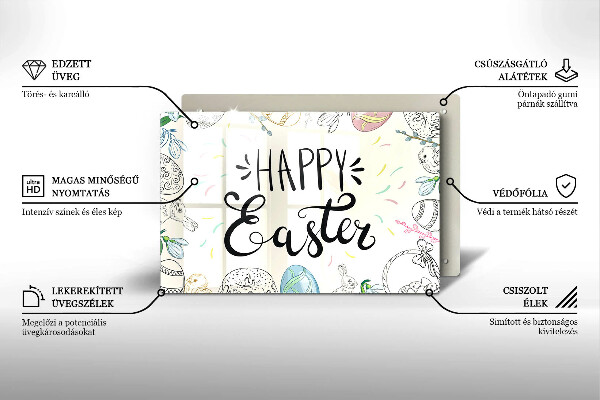 Chopping board glass Happy Easter