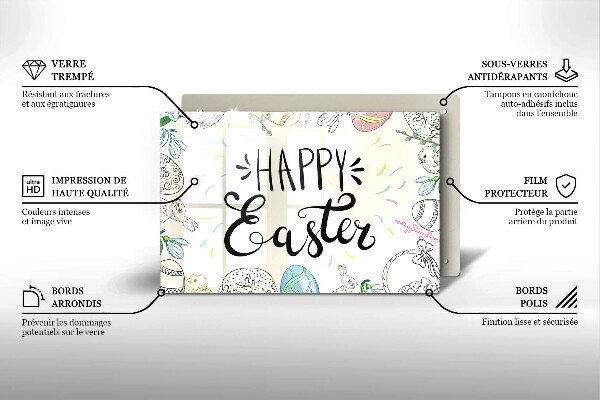 Chopping board glass Happy Easter