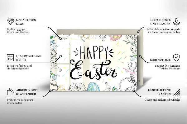 Chopping board glass Happy Easter