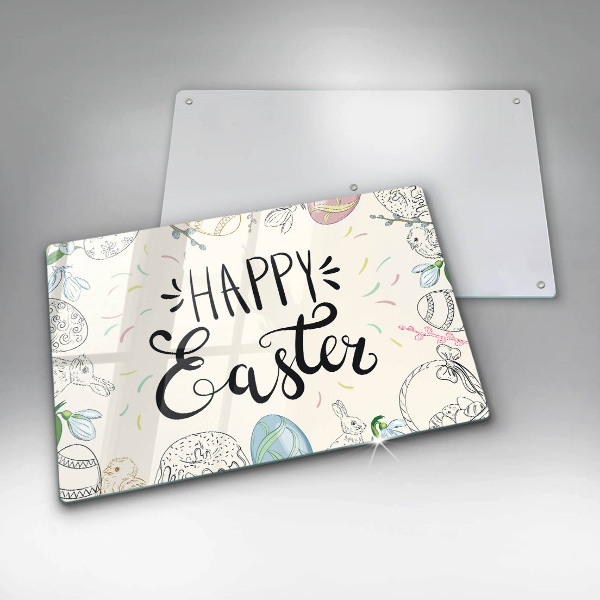 Chopping board glass Happy Easter
