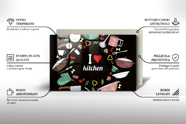Chopping board glass Illustration I Love Kitchen