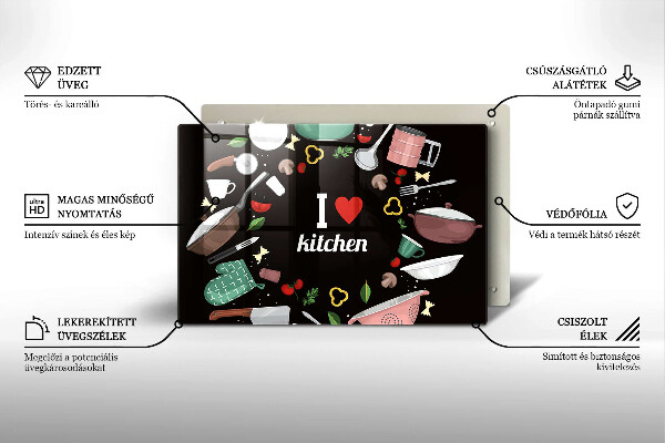 Chopping board glass Illustration I Love Kitchen