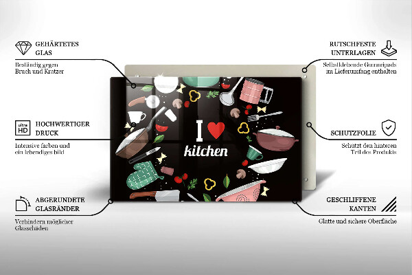 Chopping board glass Illustration I Love Kitchen