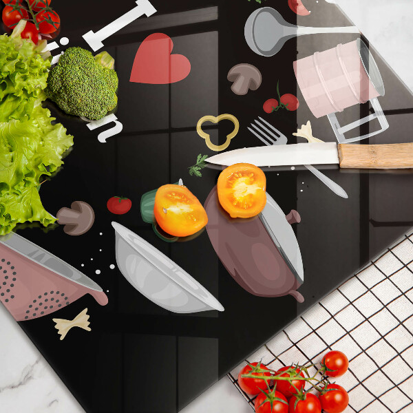 Chopping board glass Illustration I Love Kitchen