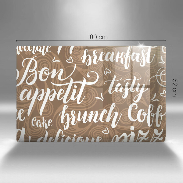 Chopping board glass Text Bon Appetit