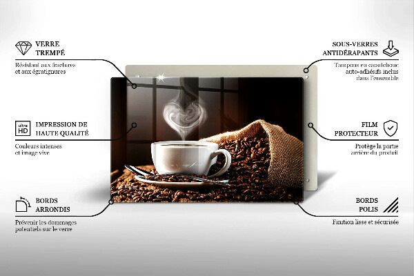 Glass kitchen board Coffee and cup