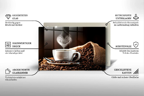Glass kitchen board Coffee and cup