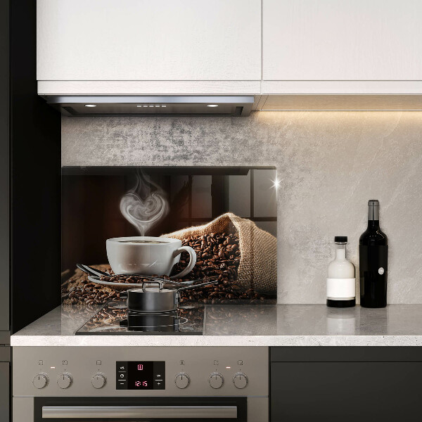 Glass kitchen board Coffee and cup