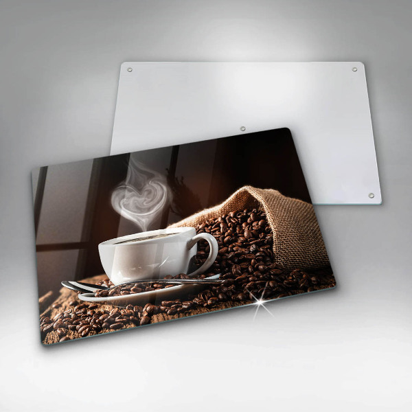 Glass kitchen board Coffee and cup