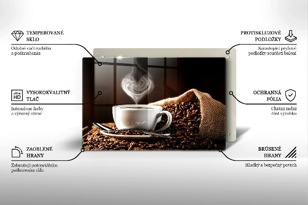 Glass kitchen board Coffee and cup