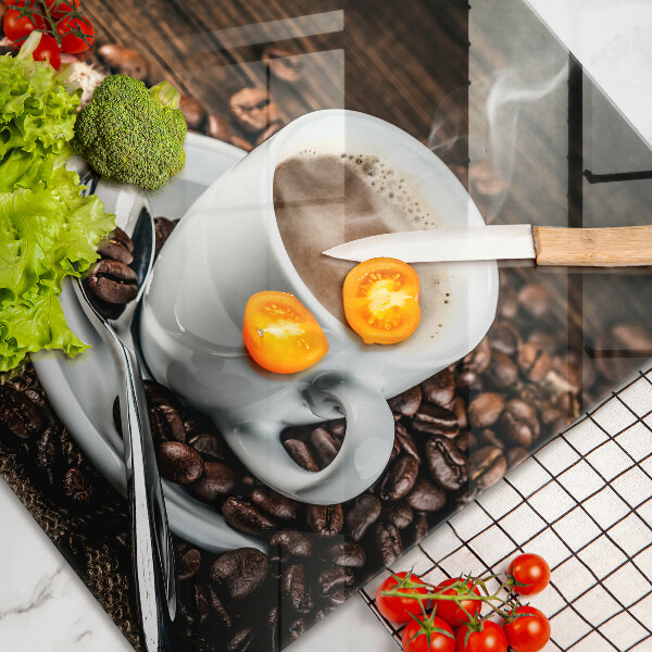 Chopping board Cup and coffee beans