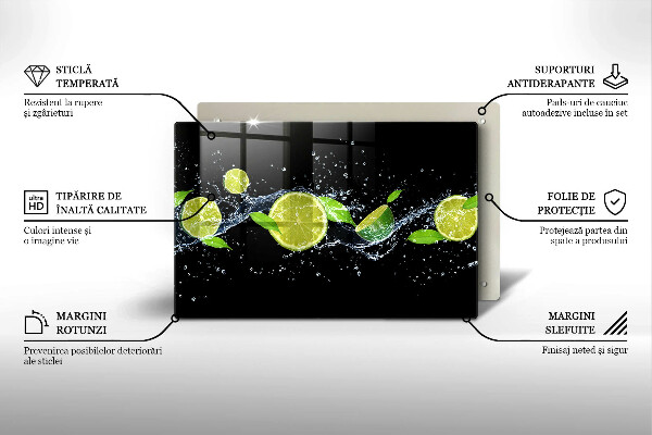 Chopping board glass Lime mint water