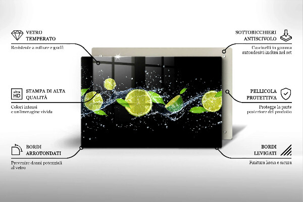 Chopping board glass Lime mint water