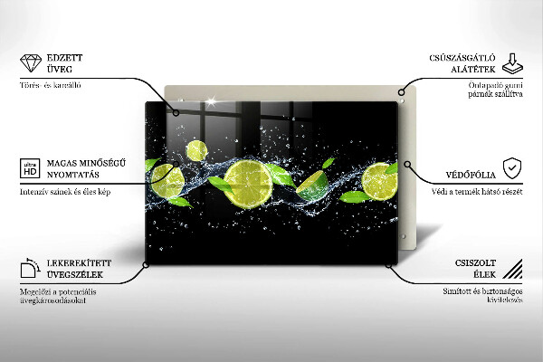 Chopping board glass Lime mint water