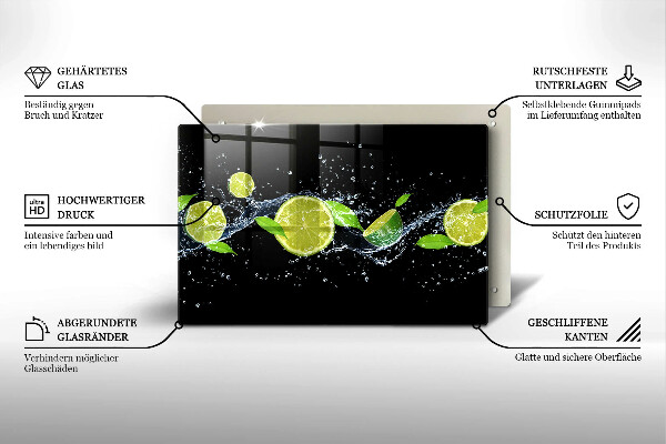 Chopping board glass Lime mint water