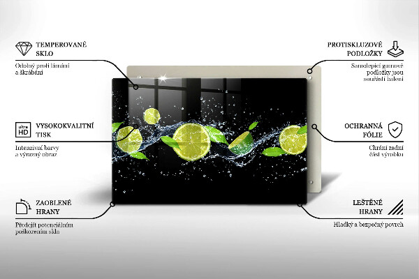 Chopping board glass Lime mint water