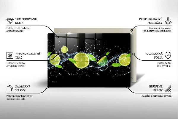 Chopping board glass Lime mint water