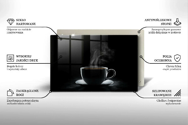 Chopping board Hot cup of coffee