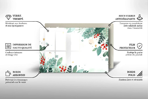 Chopping board glass Watercolors leaves