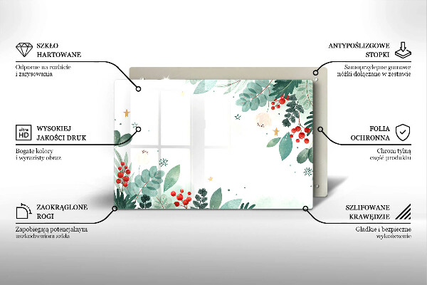 Chopping board glass Watercolors leaves